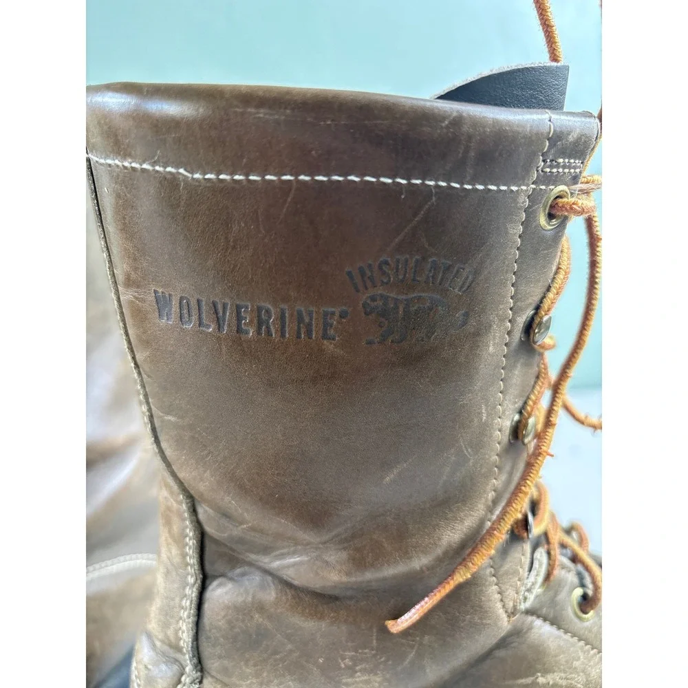 Wolverine‎ Insulated Work Boots Men's 9.5 Wide Brown Leather Lace Up Oil Proof